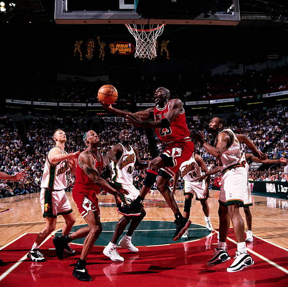 NBA Finals at Sonics on 6/12/1996 from Barry Gossage/Getty