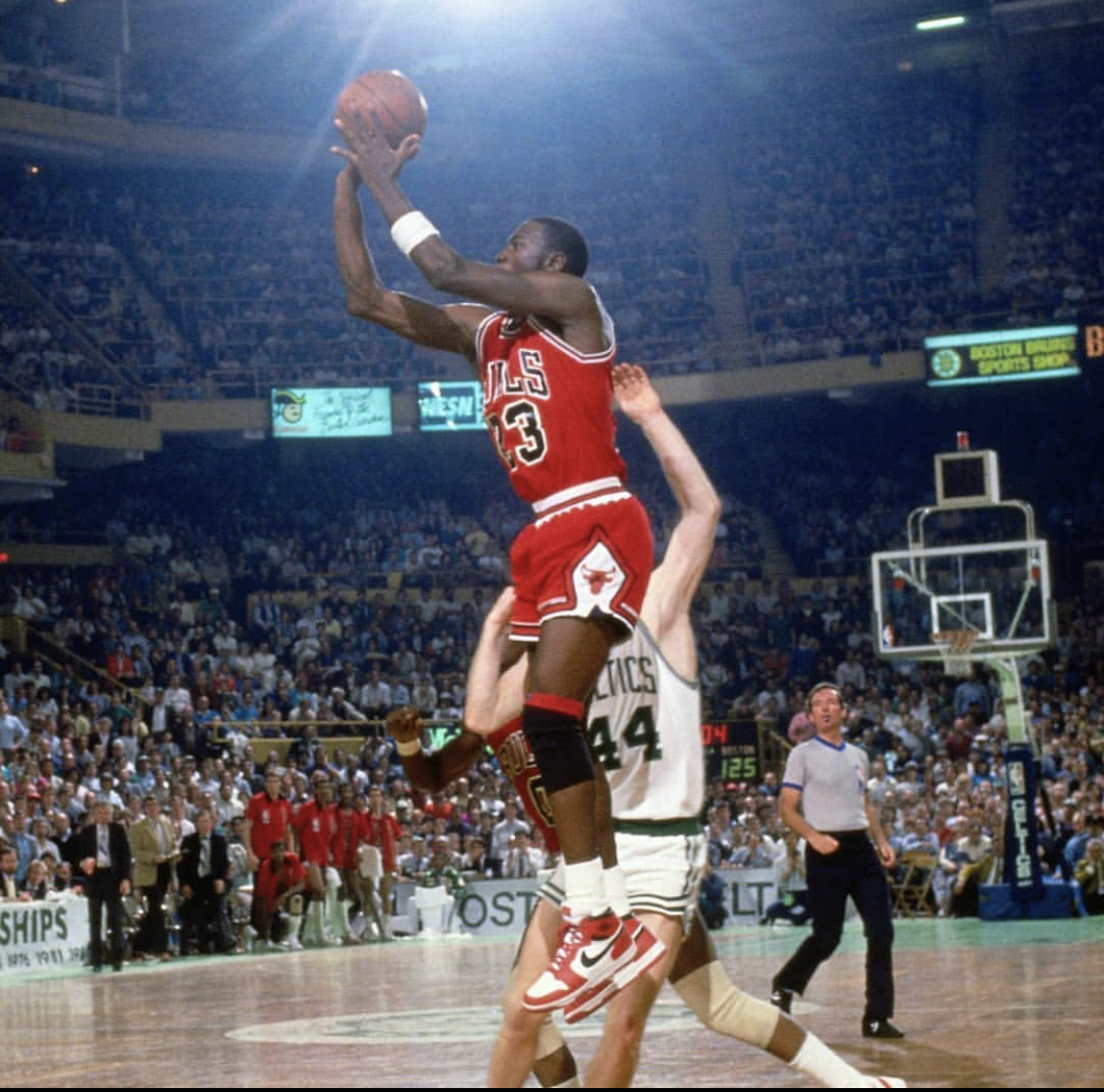 Playoffs at Boston on 4/20/1986 from Dick Rapheal/Getty