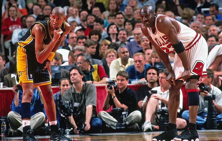 Playoffs vs Pacers on 5/19/1998 from Fernando Medina/Getty